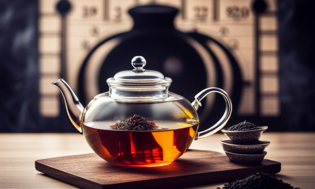 An image showcasing a glass teapot filled with steaming oolong tea, accompanied by slices of lemon, strawberries, and a pH scale chart