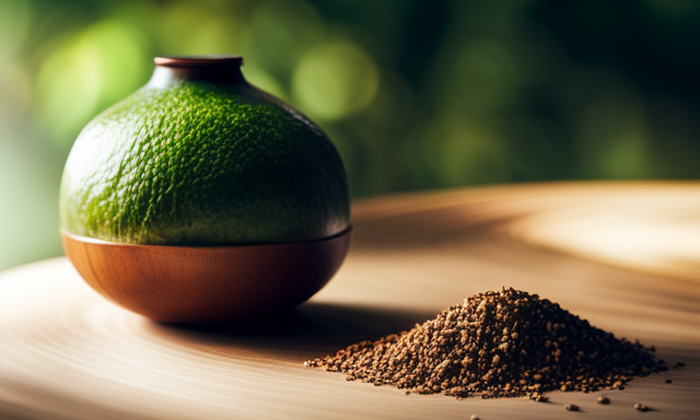 An image showcasing a vibrant yerba mate drink in a traditional gourd, infused with a rich green hue