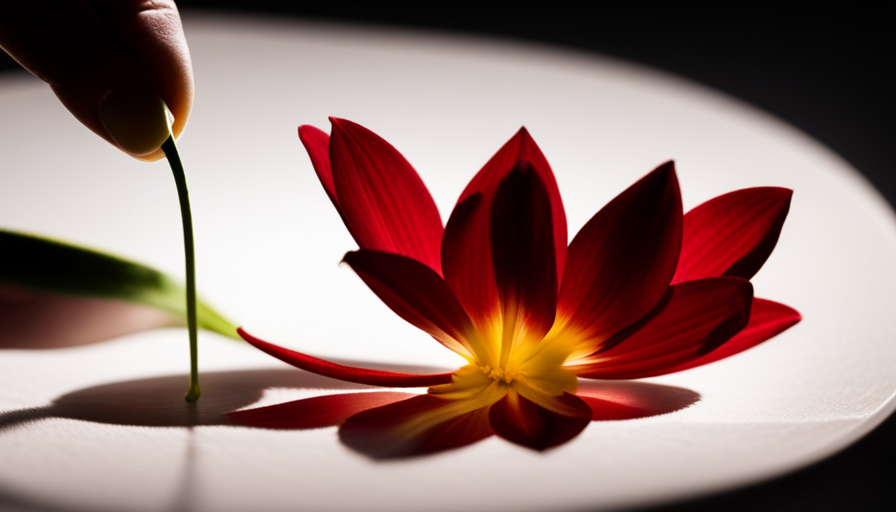 An image capturing the step-by-step process of assembling the intricate Chicago Peace Tea Flower on Silhouette, showcasing the delicate arrangement of petals, the graceful curves, and the final harmonious masterpiece