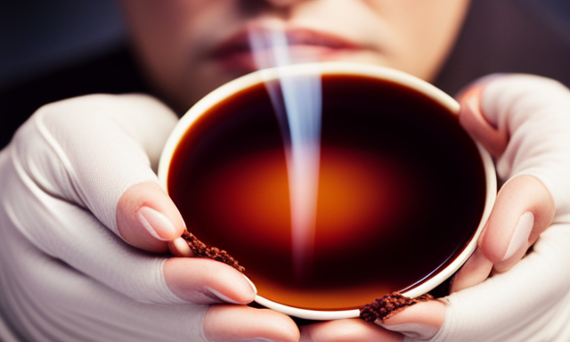 An image showcasing a person holding a cup of warm rooibos tea