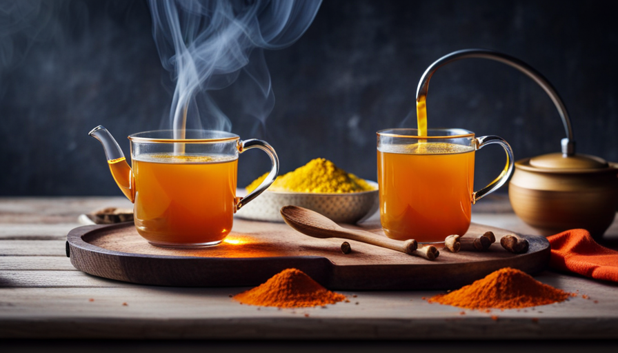 An image showcasing the step-by-step process of brewing turmeric tea