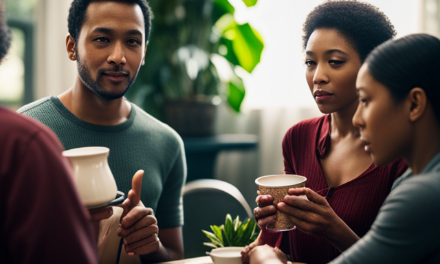 An image showcasing a diverse group of individuals from various cultures, each holding a cup of Yerba Mate while engaging in animated conversations, emphasizing the different ways they pronounce the tea's name