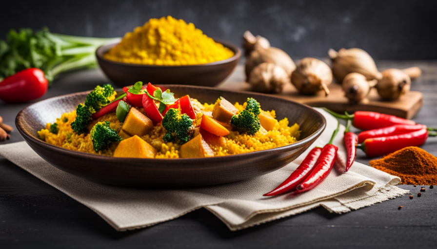An image showcasing a vibrant keto-friendly meal seasoned with turmeric