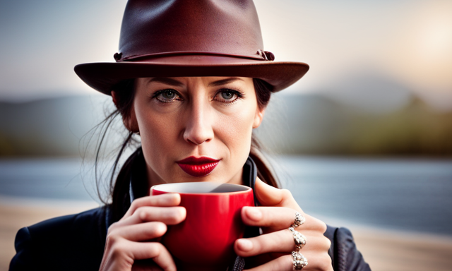 An image featuring a person confidently sipping a steaming cup of rooibos tea