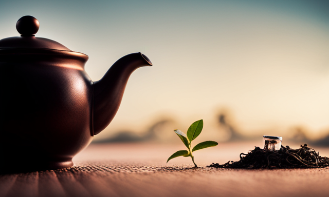 An image capturing the essence of time passing, featuring a vibrant Oolong tea leaf gracefully unfurling as delicate steam dissipates, revealing a teapot in the background surrounded by a series of fading hourglasses