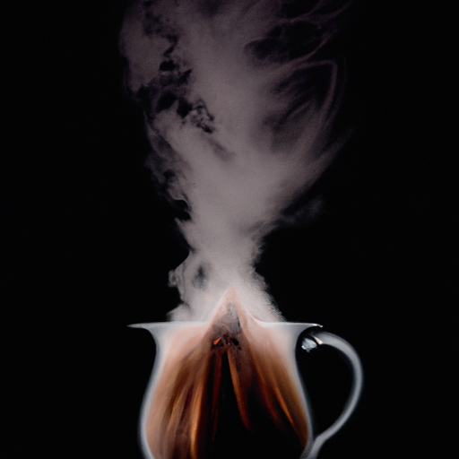 An image of a steaming mug filled with dark, aromatic liquid, as chicory root gently infuses in hot water