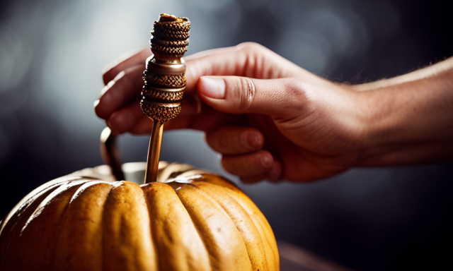 An image capturing the intricate process of making Yerba Mate: Hands gently cradling a hollowed-out gourd, golden leaves being poured with precision, steam rising, a metal straw poised for sipping