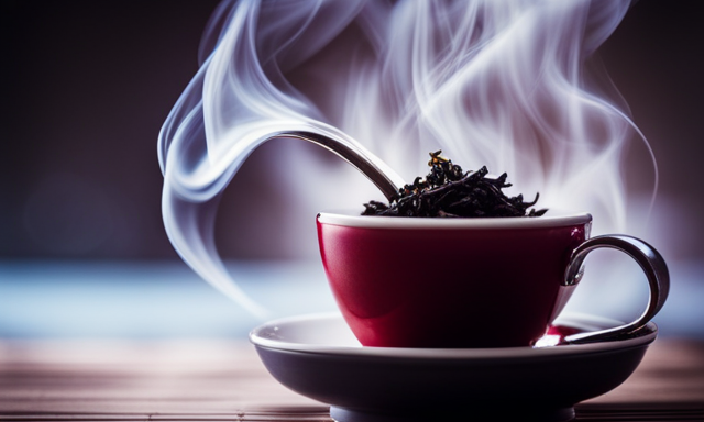 An image showcasing a steaming cup of oolong tea, perfectly brewed