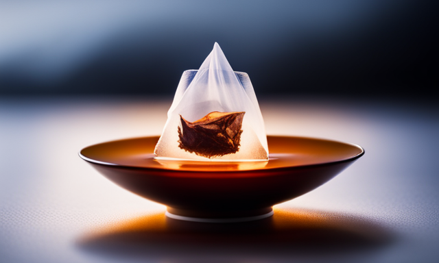 An image featuring an opened oolong tea bag, revealing its rich amber blend