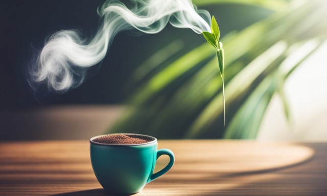 An image showcasing a vibrant green cup filled with steaming yerba mate, emanating an invigorating aroma