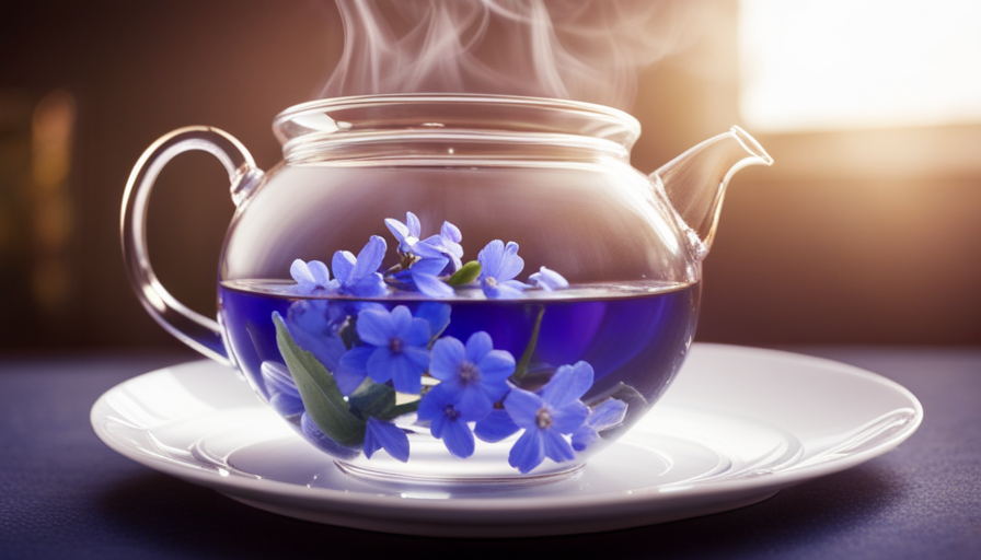 An image capturing the serene process of brewing Myosotis flower tea