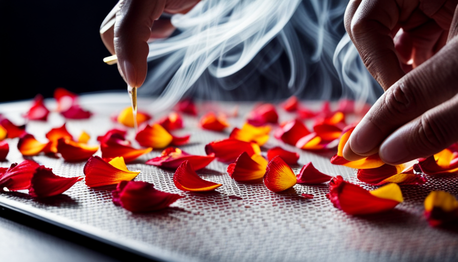 An image showcasing the step-by-step process of drying flower petals for tea