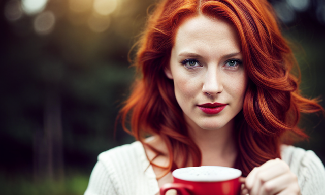 An image showcasing a person with vibrant, naturally red hair, achieved by dyeing their locks with rooibos tea