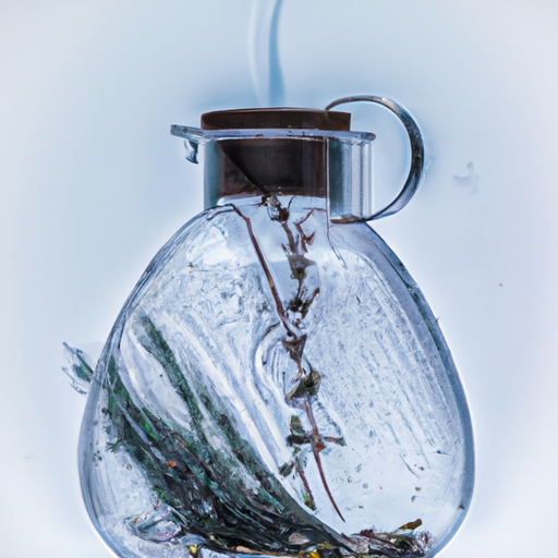 An image showcasing a clear glass bottle filled with aromatic dried thyme spice