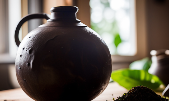 An image capturing the process of preparing large batches of invigorating Yerba Mate: a traditional gourd filled with vibrant green leaves, steaming water poured from a thermos, and a cozy setting with a mate straw nearby