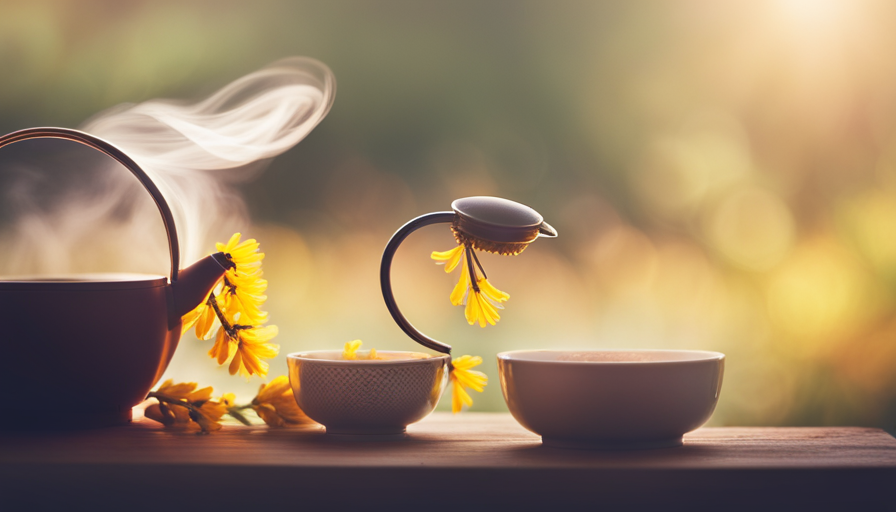 An image showcasing the delicate process of brewing Mimosa Flower Tea