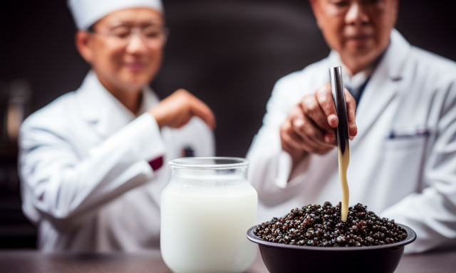 An image that showcases the step-by-step process of making Oolong Bubble Tea, from steeping the tea leaves in hot water to adding tapioca pearls, with vibrant colors and textures capturing the essence of this delicious beverage