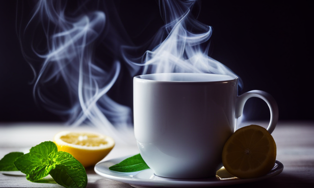 An image that showcases a steaming cup of Oolong tea adorned with freshly sliced lemons and delicate sprigs of mint, inviting readers to explore the art of enhancing its natural flavors