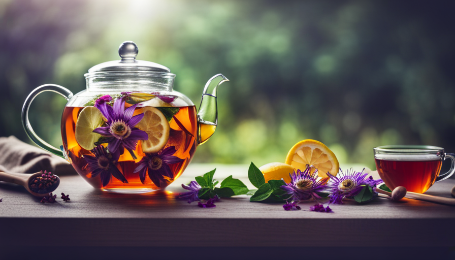 An image showcasing the delicate process of brewing passion flower tea