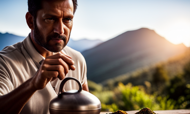 An image showcasing the step-by-step process of crafting your own invigorating Yerba Mate: from selecting fresh dried leaves, to gently grinding and packing them into a traditional gourd, to pouring hot water and enjoying a rejuvenating sip