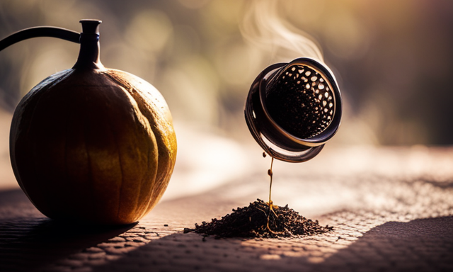 An image capturing the precise steps of preparing yerba mate: a gourd filled with loose leaves, a metal straw inserted at an angle, hot water poured gently, and wisps of steam rising from the infusion