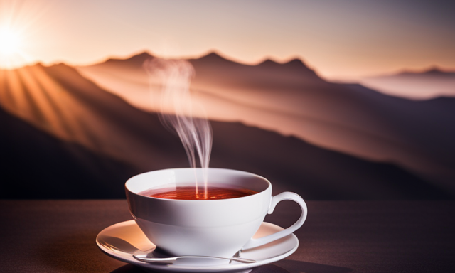 An image showcasing a person holding a cup of red herbal tea, known as Rooibos