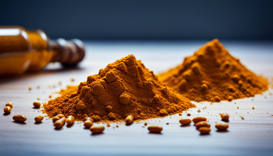 An image showcasing a diverse range of food items such as turmeric powder, fresh turmeric root, capsules, and golden milk, demonstrating various forms of turmeric absorption