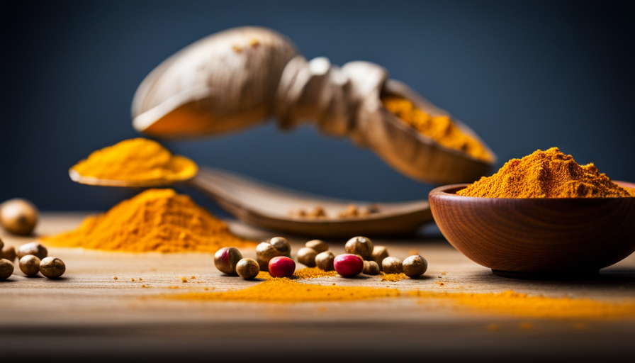 An image showcasing a diverse range of food items such as turmeric powder, fresh turmeric root, capsules, and golden milk, demonstrating various forms of turmeric absorption