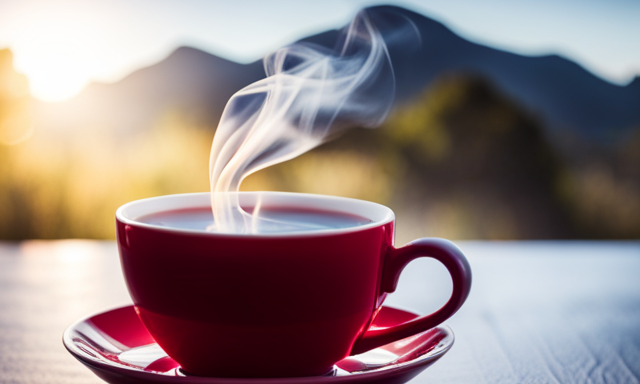 An image capturing a steaming cup of oolong tea, nestled in frosty surroundings