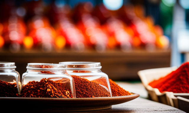 An image showcasing a vibrant farmers market stall in Orlando, FL, filled with aromatic Rooibos tea leaves beautifully displayed in assorted glass jars, enticing customers with their rich hues and natural flavors