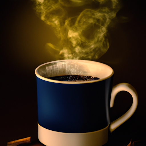 An image showcasing a vibrant cup of steaming coffee, infused with the rich brown hues of chicory root