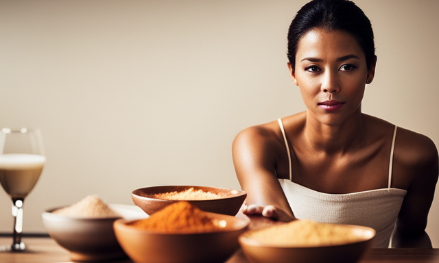 An image showcasing a serene spa scene with a woman applying a nourishing rooibos-infused face mask