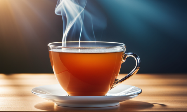 An image featuring a delicate porcelain teacup brimming with warm, amber-hued Oolong tea