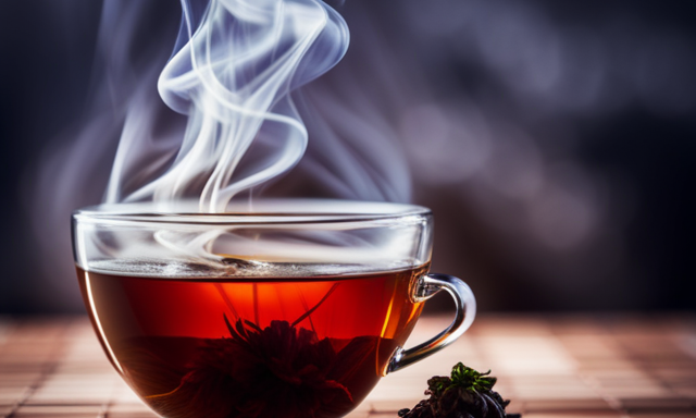 An image that showcases a steaming cup of aromatic oolong tea, enveloped by delicate steam swirling upwards