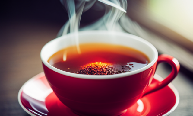 An image showcasing a beautiful, vibrant cup of rooibos red tea
