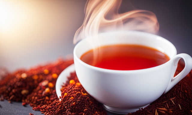 An image showcasing a vibrant and inviting cup of steaming rooibos tea