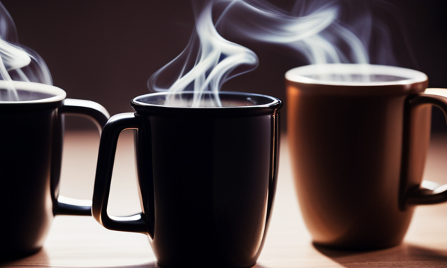 An image featuring two steaming mugs side by side, both filled with identical amounts of dark liquid