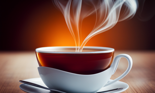 An image showcasing a steaming cup of black tea with its bold amber hue contrasting against a vibrant red cup of rooibos tea, highlighting the striking difference in color and depth of both teas