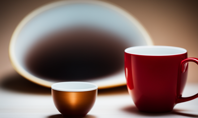 An image showcasing two contrasting teacups, one filled with vibrant red rooibos tea, exuding warm earthy tones, and the other with classic tea, radiating a golden hue, highlighting their distinct flavors and origins