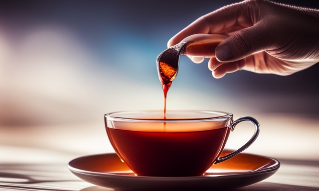 An image showcasing a vibrant cup of RWD Rooibos tea, radiating a warm mahogany hue, revealing its balanced pH level