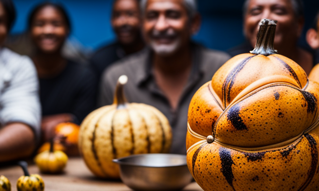 An image showcasing a vibrant assortment of traditional South American gourds, each filled with yerba mate, surrounded by numerous individuals joyfully sharing the drink, portraying the lively communal culture of yerba mate consumption