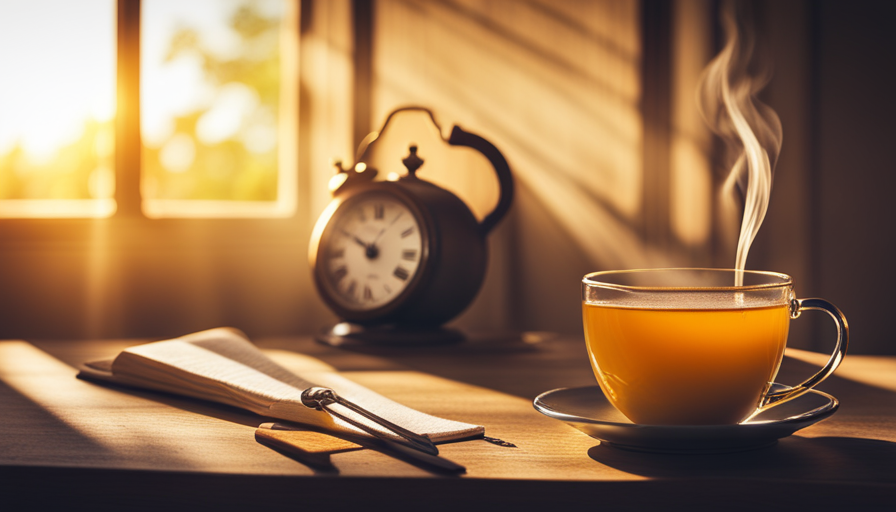 An image showcasing a serene morning scene, with soft sunlight filtering through a window onto a cozy table