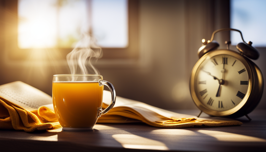 An image showcasing a serene morning scene, with soft sunlight filtering through a window onto a cozy table