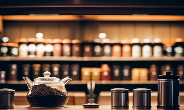 An image showcasing a tranquil tea shop in the heart of the UK, with shelves adorned by neatly arranged canisters of aromatic oolong tea from around the world, inviting tea enthusiasts to explore the depth of flavors