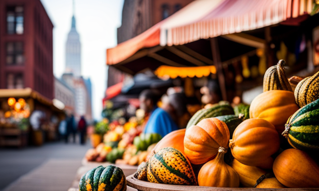 An image showcasing a vibrant Brooklyn street market scene, with a diverse array of vendors selling authentic South American gourds, bombillas, and aromatic yerba mate leaves