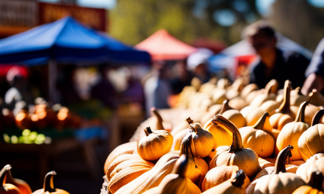 An image showcasing a vibrant outdoor farmers market in California, with a bustling stall adorned by colorful gourds and bags of yerba mate, inviting visitors to explore and buy this energizing beverage
