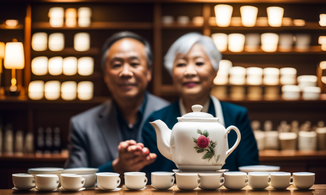 An image that showcases a cozy tea shop, adorned with shelves displaying a variety of exquisite Oolong teas and Black Dragon teas