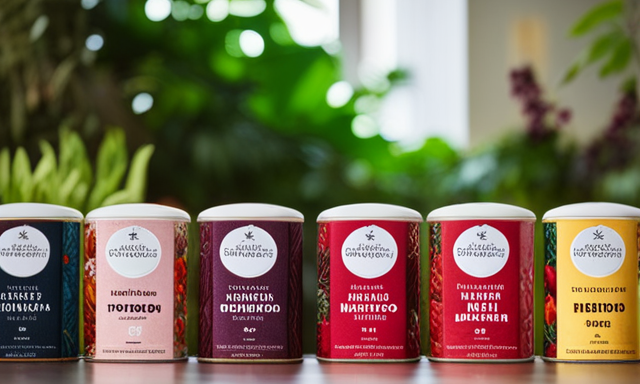 An image featuring a vibrant display of English Tea Shop's Pomegranate Rooibos and Acai Berry Rooibos teas