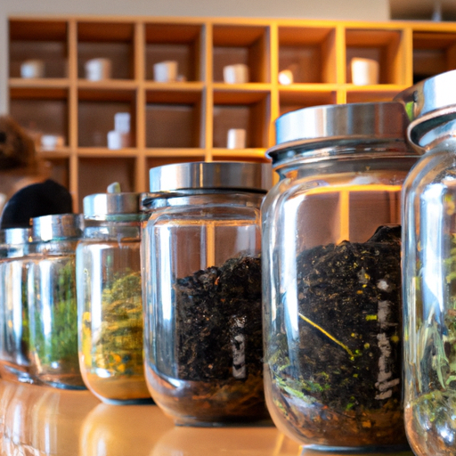An image showcasing a vibrant, cozy herbal tea shop