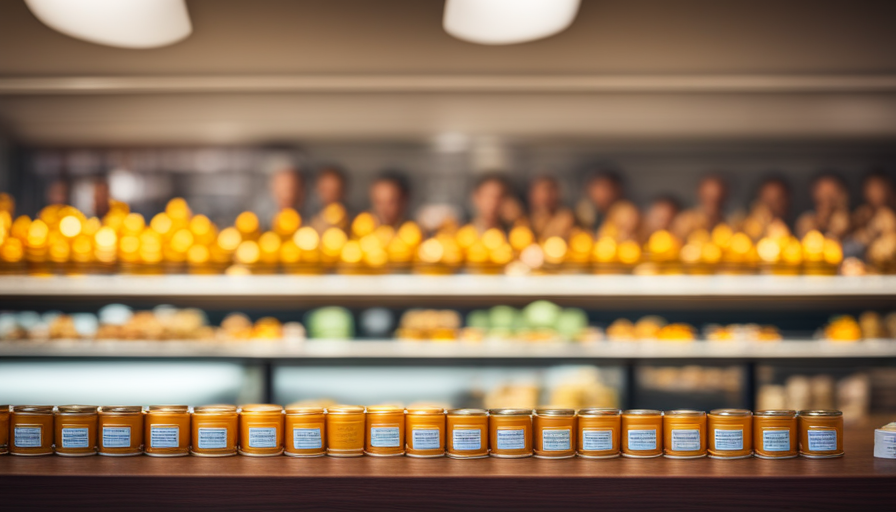 An image showcasing a vibrant display of Rishi Turmeric Ginger Tea at a local specialty tea shop